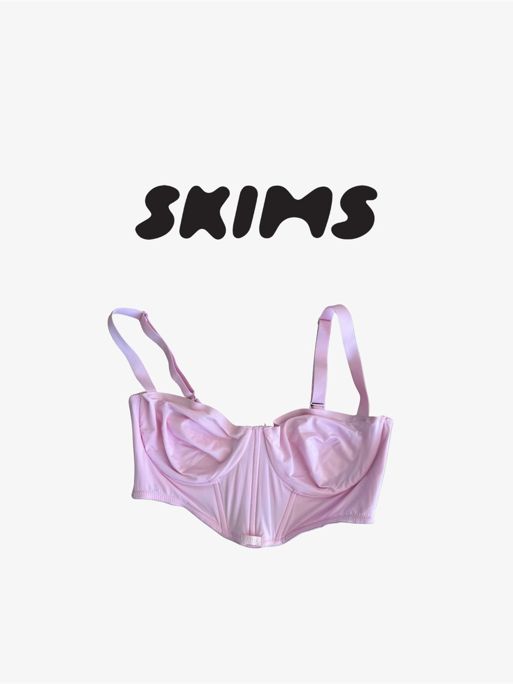 SKIMS Logo Shine Balconette Corset Bra Bustier – Baby Pink